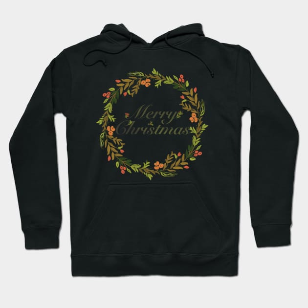 Christmas Flower Wreath Hoodie by i am Cuta